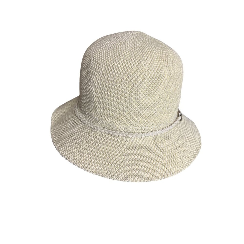 Yellow Cloche Hat With Braided Band & Metal Buckle Accent
